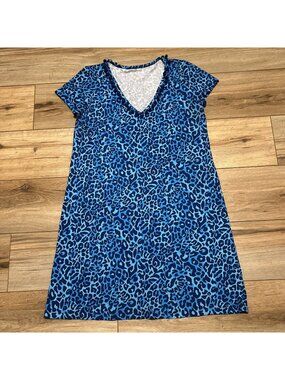 Lilly Pulitzer Etta Dress SZ Medium Oyster Bay Blue My Favorite Spot Pom V Neck